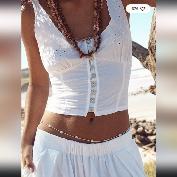 Free People,  Delicate Flower Belly Chain, Rust- NWT - Picture 5 of 5